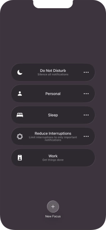 Press the required focus mode to activate or deactivate it immediately.