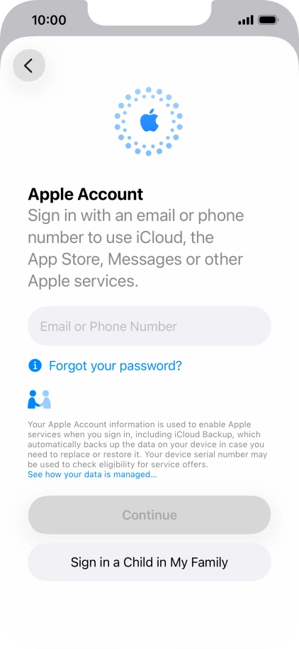Press Email or Phone Number and key in the username for your Apple Account.