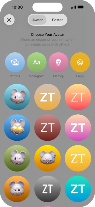 Press the required category and follow the instructions on the screen to select and save the required picture to your Contact Poster.