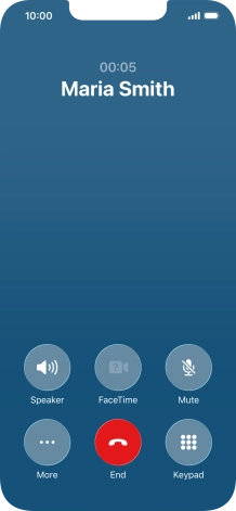 Press the end call icon to end the call and return to the home screen.