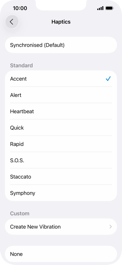 Press the required setting to turn on the function.