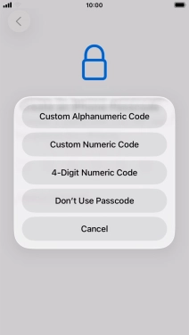 Follow the instructions on the screen to turn on use of phone lock code or press Don't Use Passcode.