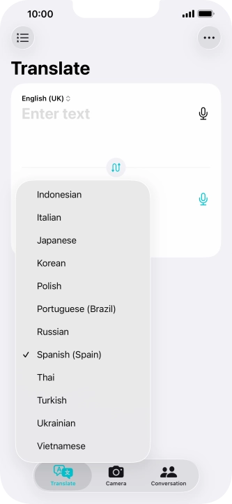 Press the required target language.
