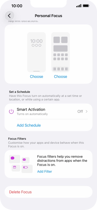 Press the required setting below 