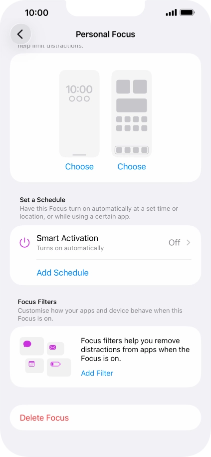 Press the required setting below 