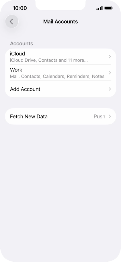 Press the name of the Exchange email account you've just set up.
