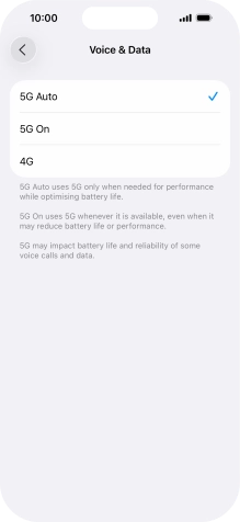 To turn on automatic switch between 5G and 4G, press 5G Auto.