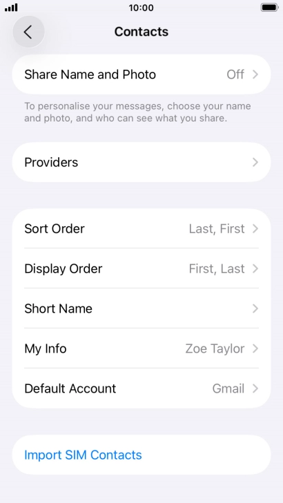 Press Import SIM Contacts.