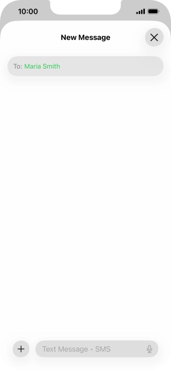 Press the text input field and write the text for your text message.