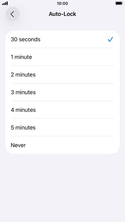Press the required setting.