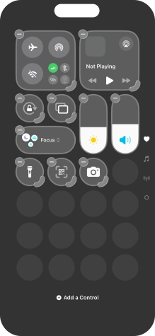 Press Add a Control and follow the instructions on the screen to add the required function to Control Centre.