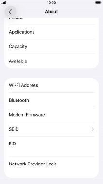 Your phone's EID number is displayed below EID.