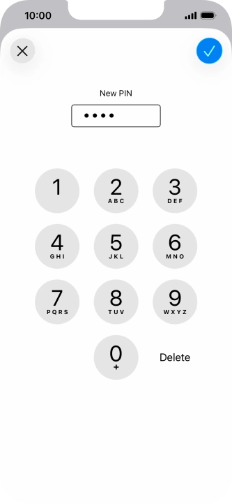 Key in a new four-digit PIN and press the confirm icon.