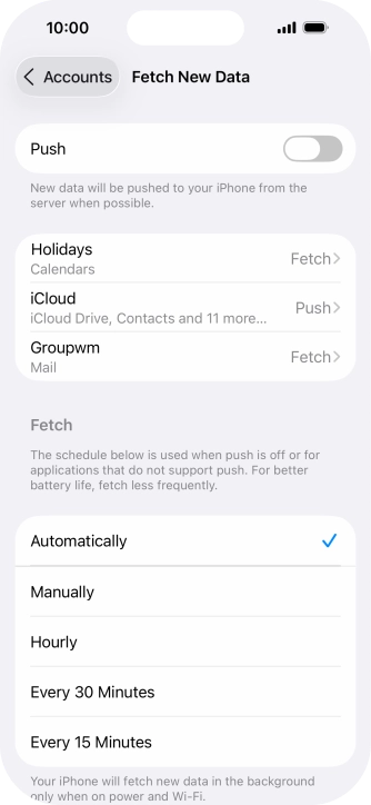 If you turn off the function, press the required setting.