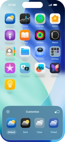 Press the required setting to select the size of app icons on the home screen.