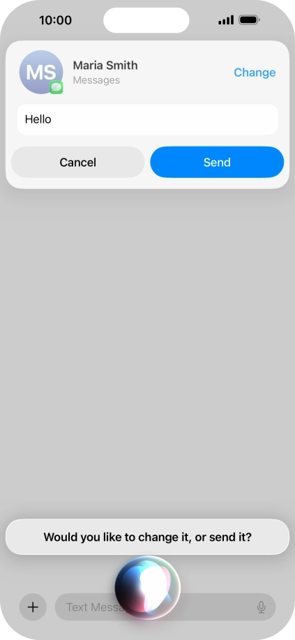 If an app is open on your phone, such as Messages, you can also use the functions available here, e.g.: REPLY [text].