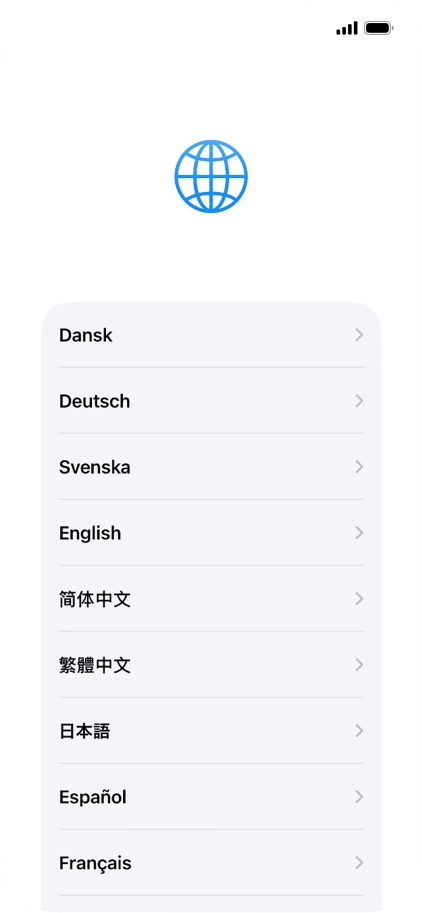 Press the required language.