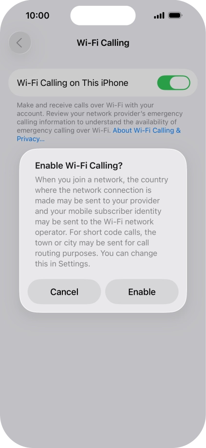If you turn on the function, press Enable.