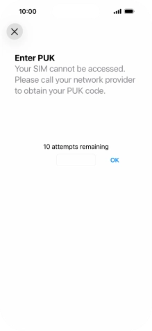 Key in the PUK and press OK.