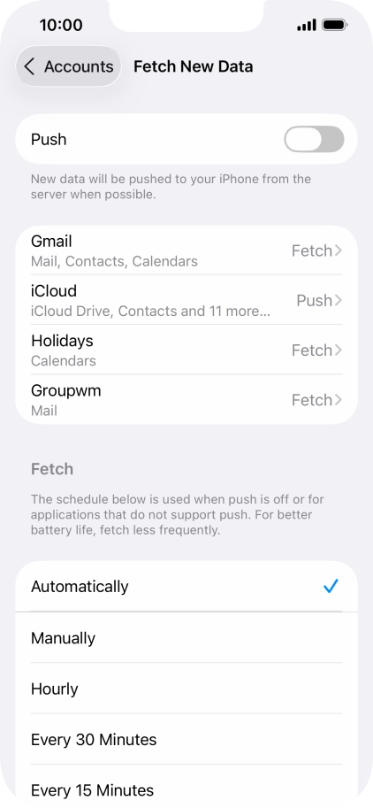If you turn off the function, press the required setting.