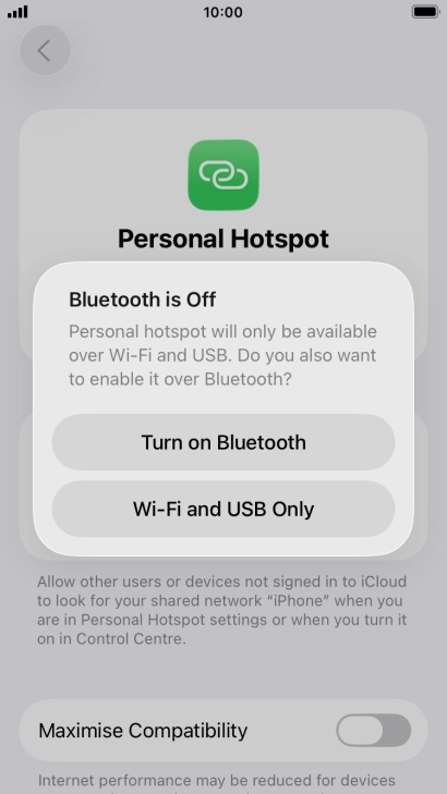 If Wi-Fi is turned on, press Wi-Fi and USB Only.