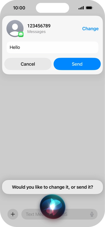 If an app is open on your phone, such as Messages, you can also use the functions available here, e.g.: REPLY [text].
