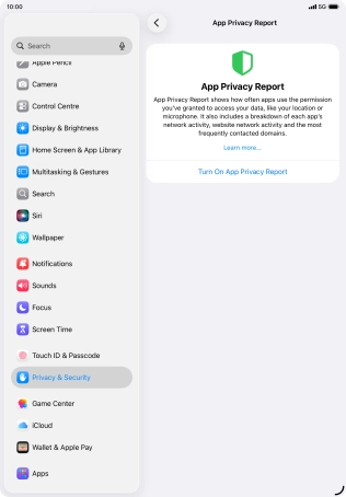 Press Turn On App Privacy Report to turn on the function.