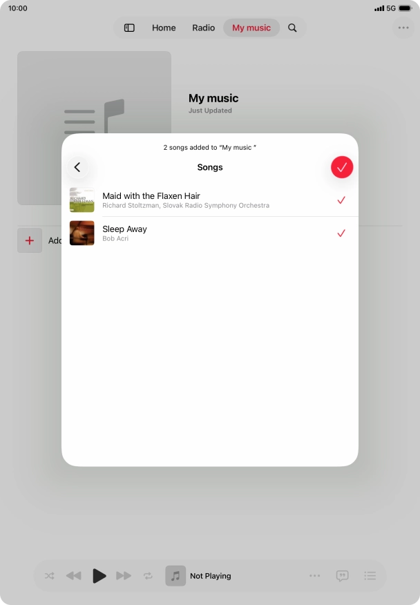 Press the confirm icon.