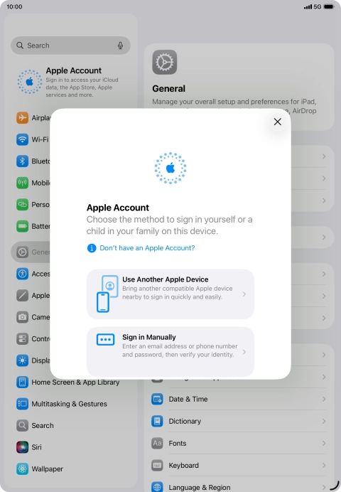 Press Sign in Manually.
