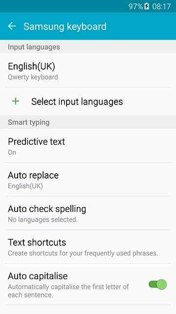 Press Predictive text.