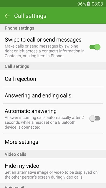 Press More settings.After a moment the current settings are displayed.