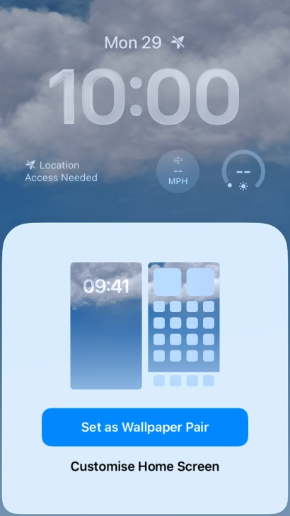 To use the same colour theme on the home screen, press Set as Wallpaper Pair.