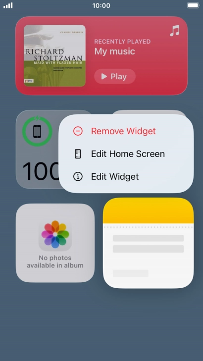 Press Remove Widget.