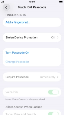Press Turn Passcode On and key in a phone lock code of your own choice twice.