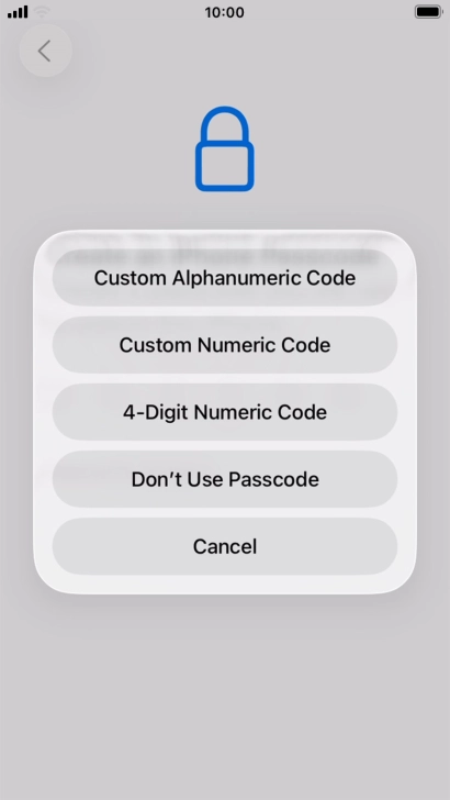 Follow the instructions on the screen to turn on use of phone lock code or press Don't Use Passcode.