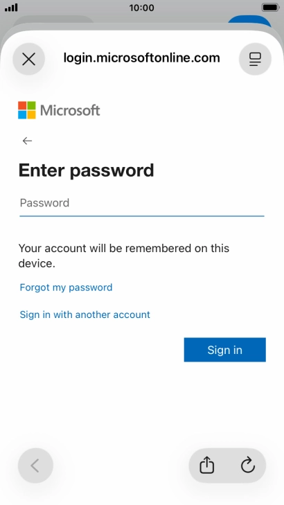 Press Password and key in the password for your email account.