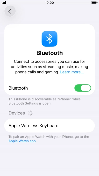Press the required Bluetooth device and follow the instructions on the screen to pair the device with your phone.
