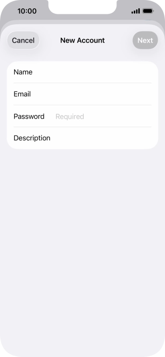 Press Password and key in the password for your email account.