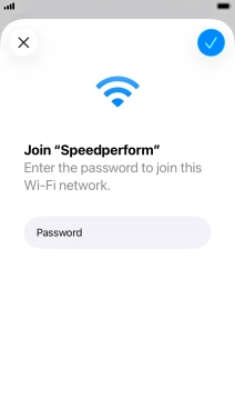 Key in the password for the Wi-Fi network and press the confirm icon.