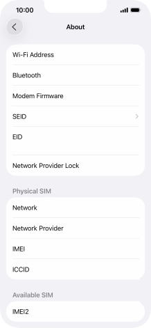 Your phone's EID number is displayed below EID.