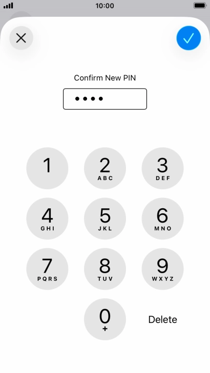 Key in the new PIN again and press the confirm icon.