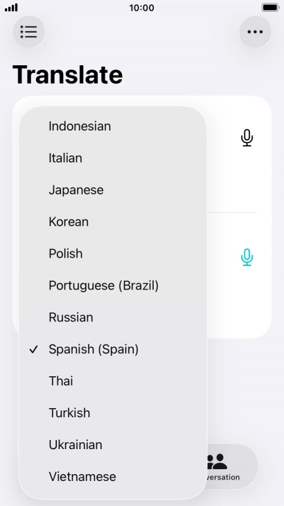 Press the required target language.