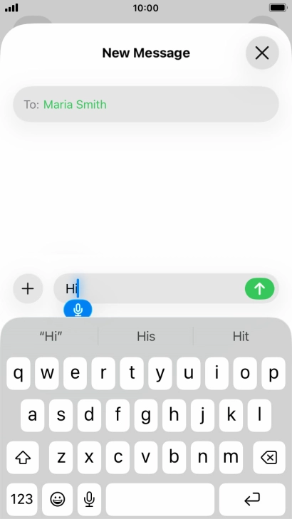 Press the microphone icon to end dictation.