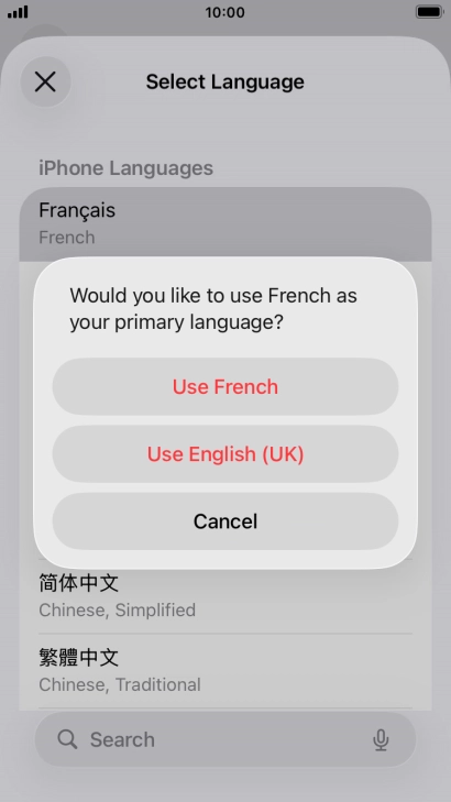 To select the new language as the default phone language, press Use ‹language›.