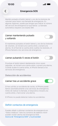 Pulsa Definir contactos de emergencia y sigue las indicaciones de la pantalla para insertar la información y tus contactos de emergencia.