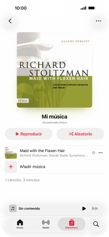 Desplázate a la categoría o a la lista de reproducción deseada y pulsa el archivo de música deseado.