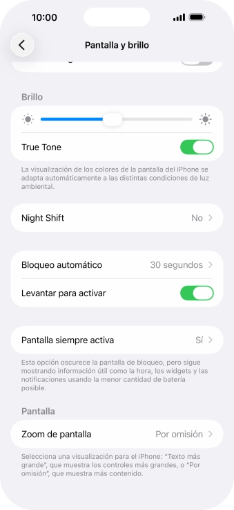Pulsa Pantalla siempre activa.