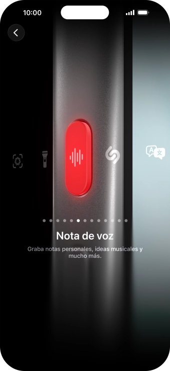 Desliza el dedo hacia la derecha o hacia la izquierda por la pantalla para seleccionar la función deseada.