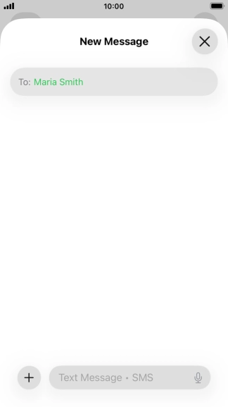 Press the text input field and write the text for your text message.