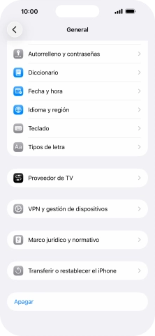 Pulsa Transferir o restablecer el iPhone.